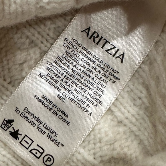 Aritzia Sunday Best Lima Cable Knit Sweater Heather Light Oatmeal Sz Medium - Picture 7 of 15